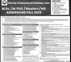 Admission notice for University of Engineering and Technology UET Lahore